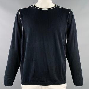 POLO GOLF Size XL Black White Contrast Trim Cotton Cashmere Wool Pullover